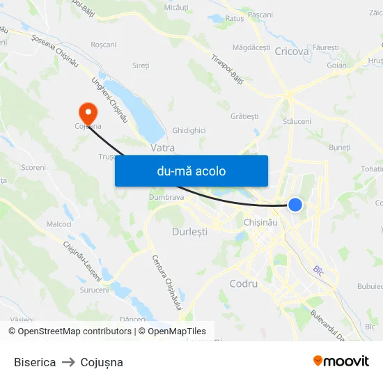 Harta de Biserica către Cojușna