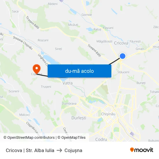 Harta de Cricova | Str. Alba Iulia către Cojușna