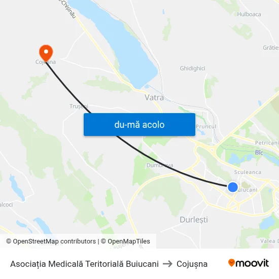 Harta de Asociația Medicală Teritorială Buiucani către Cojușna