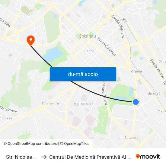 Harta de Str. Nicolae Titulescu către Centrul De Medicină Preventivă Al Ministerului Apărării