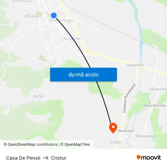 Harta de Casa De Pensii către Cristur
