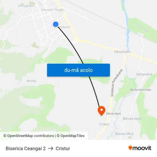 Harta de Biserica Ceangai 2 către Cristur