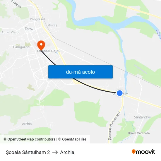 Harta de Școala Sântulham 2 către Archia