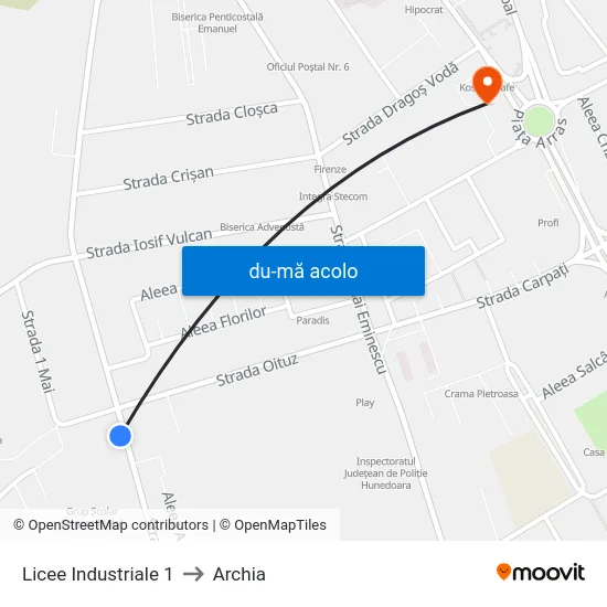 Harta de Licee Industriale 1 către Archia