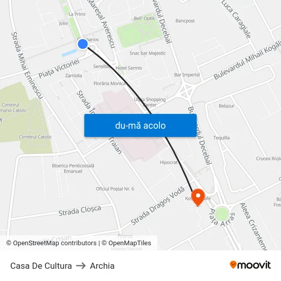 Harta de Casa De Cultura către Archia