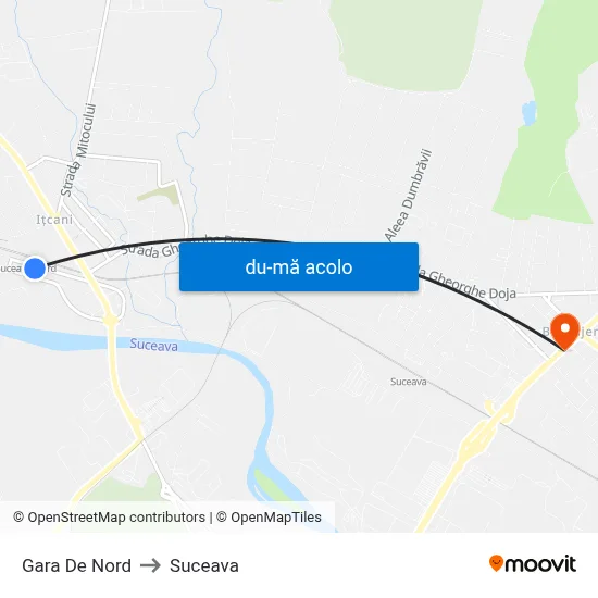 Harta de Gara De Nord către Suceava