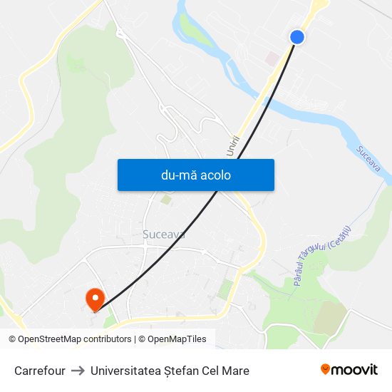 Harta de Carrefour către Universitatea Ștefan Cel Mare