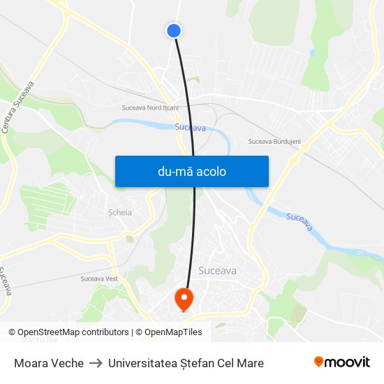 Harta de Moara Veche către Universitatea Ștefan Cel Mare