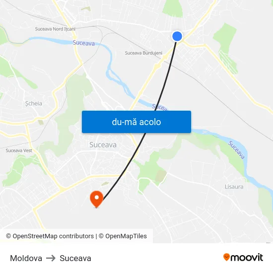 Harta de Moldova către Suceava
