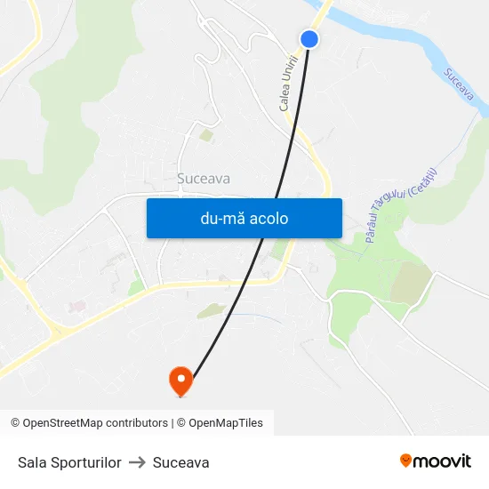 Harta de Sala Sporturilor către Suceava