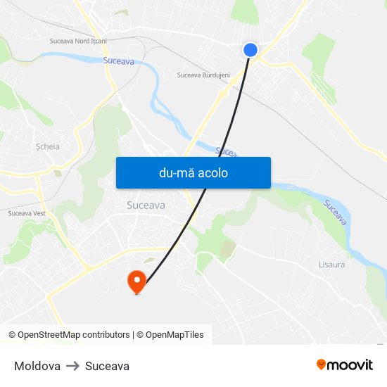 Harta de Moldova către Suceava