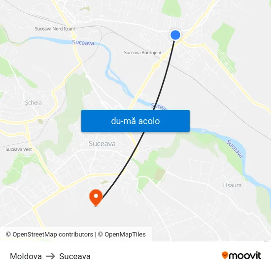 Harta de Moldova către Suceava