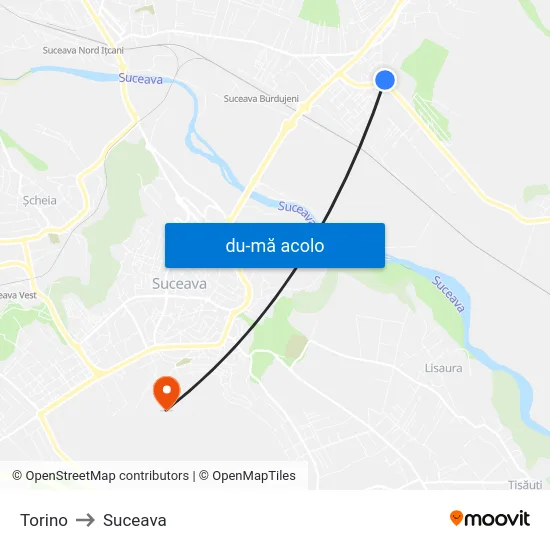 Harta de Torino către Suceava