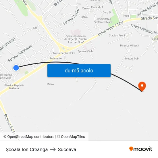 Harta de Școala Ion Creangă către Suceava