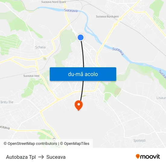 Harta de Autobaza Tpl către Suceava