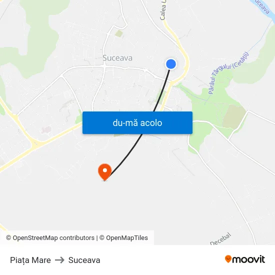 Harta de Piața Mare către Suceava