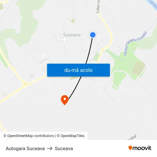 Harta de Autogara Suceava către Suceava