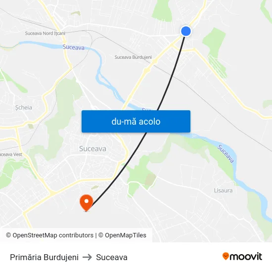 Harta de Primăria Burdujeni către Suceava