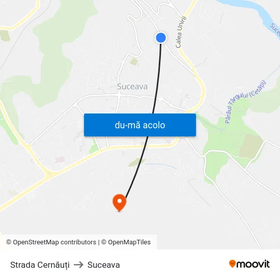 Harta de Strada Cernăuți către Suceava