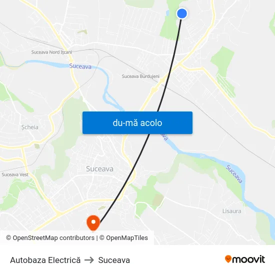Harta de Autobaza Electrică către Suceava