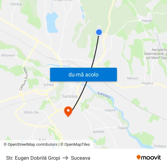 Harta de Str. Eugen Dobrilă Gropi către Suceava