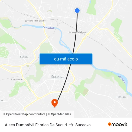 Harta de Aleea Dumbrăvii Fabrica De Sucuri către Suceava