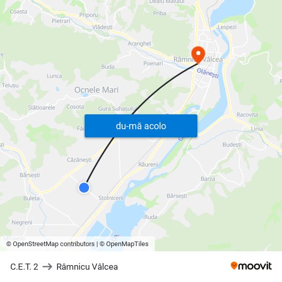 Harta de C.E.T. 2 către Râmnicu Vâlcea