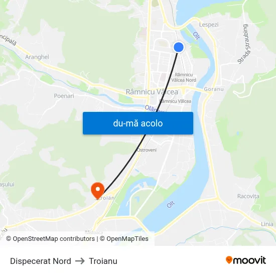 Harta de Dispecerat Nord către Troianu