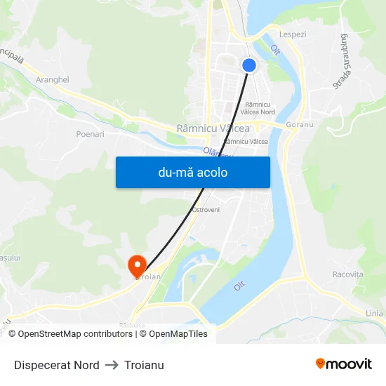 Harta de Dispecerat Nord către Troianu