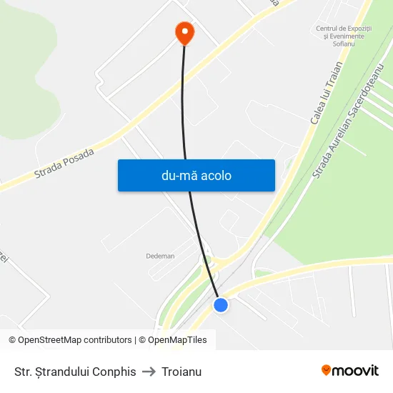 Harta de Str. Ștrandului Conphis către Troianu