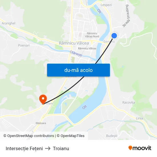 Harta de Intersecție Fețeni către Troianu