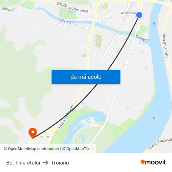 Harta de Bd. Tineretului către Troianu