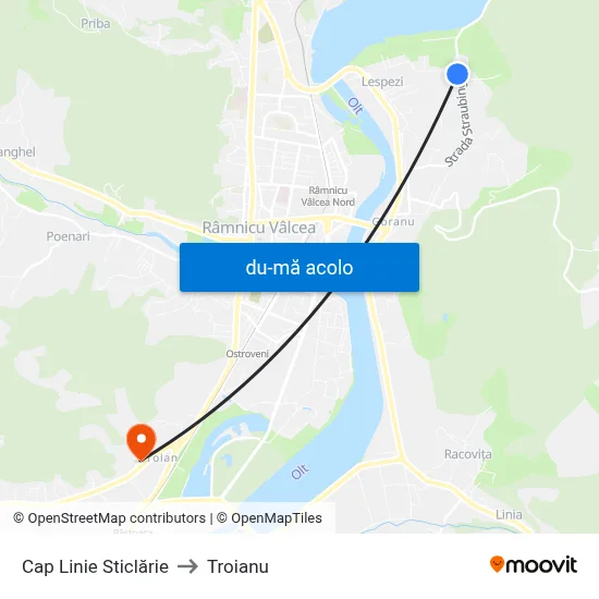 Harta de Cap Linie Sticlărie către Troianu