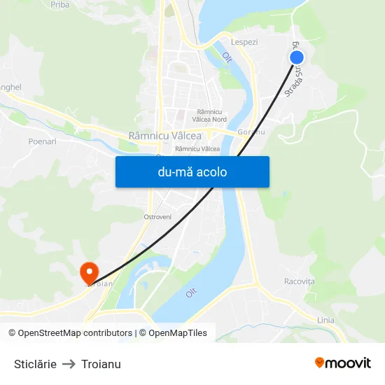 Harta de Sticlărie către Troianu