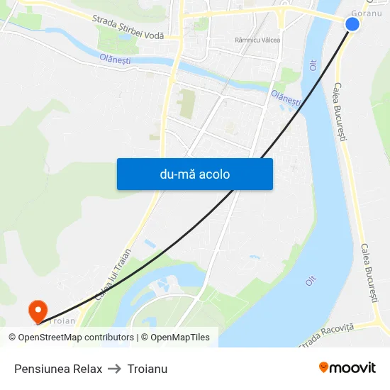 Harta de Pensiunea Relax către Troianu
