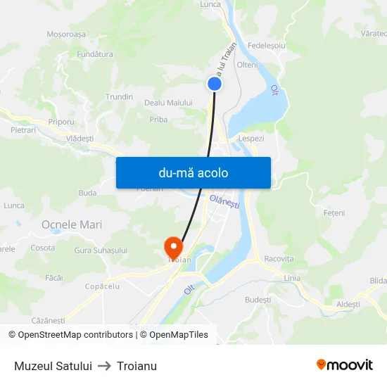 Harta de Muzeul Satului către Troianu