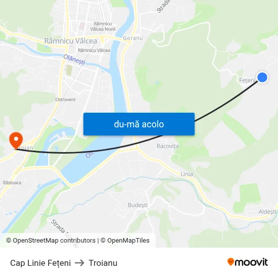 Harta de Cap Linie Fețeni către Troianu