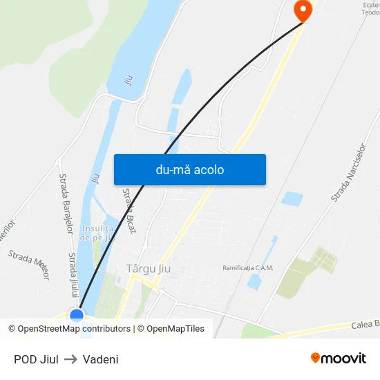 Harta de POD Jiul către Vadeni