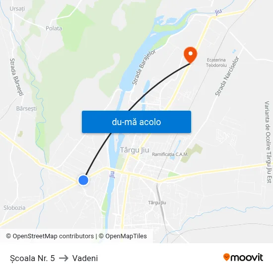 Harta de Școala Nr. 5 către Vadeni