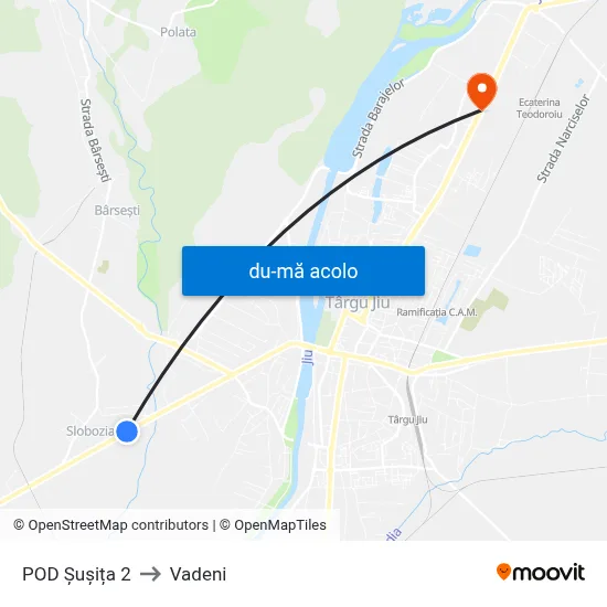 Harta de POD Șușița 2 către Vadeni