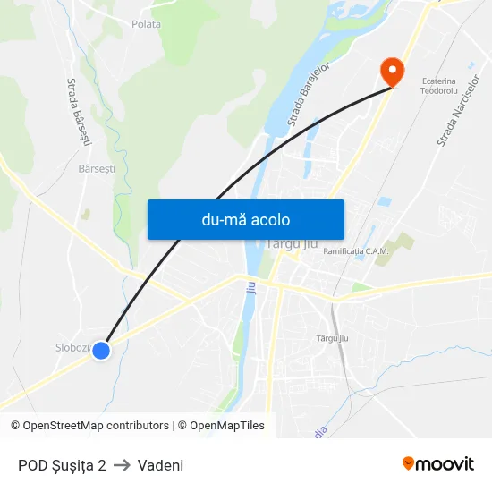 Harta de POD Șușița 2 către Vadeni