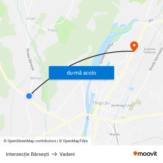 Harta de Intersecție Bârsești către Vadeni