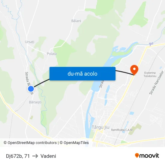 Harta de Dj672b, 71 către Vadeni