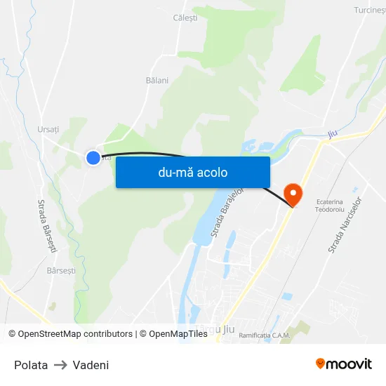 Harta de Polata către Vadeni