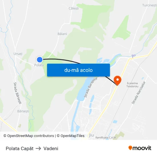 Harta de Polata Capăt către Vadeni