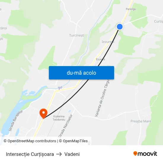 Harta de Intersecție Curțișoara către Vadeni