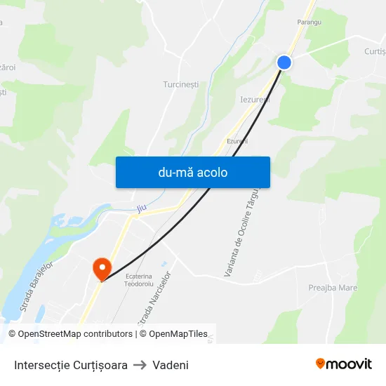 Harta de Intersecție Curțișoara către Vadeni