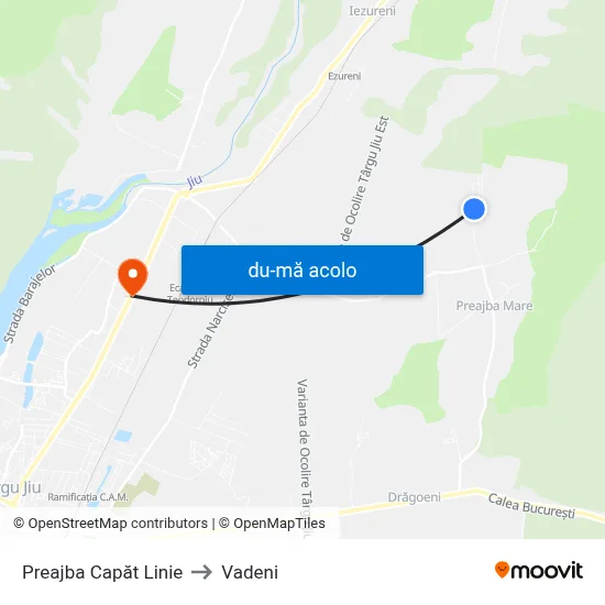 Harta de Preajba Capăt Linie către Vadeni