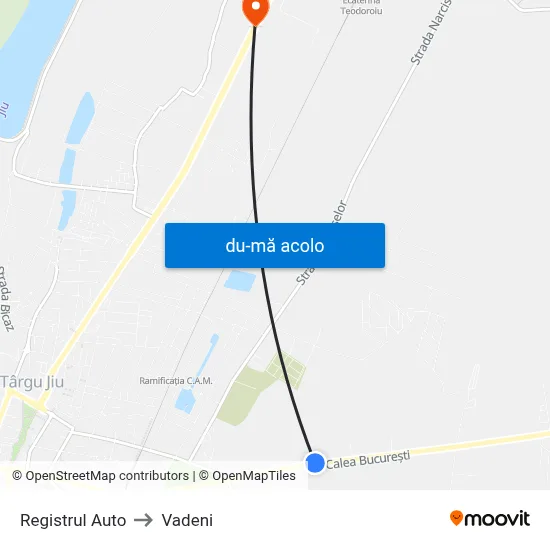 Harta de Registrul Auto către Vadeni