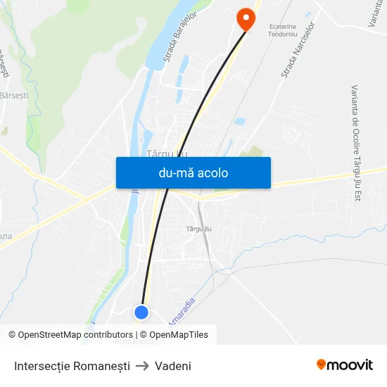 Harta de Intersecție Romanești către Vadeni